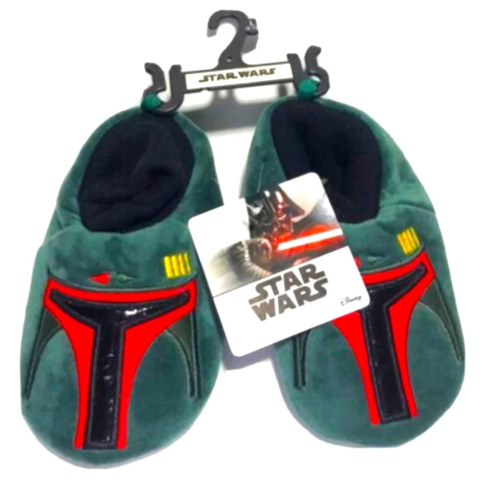 Star Wars Disney Bobba Fett Green Slippers Kids Size Medium 7-8